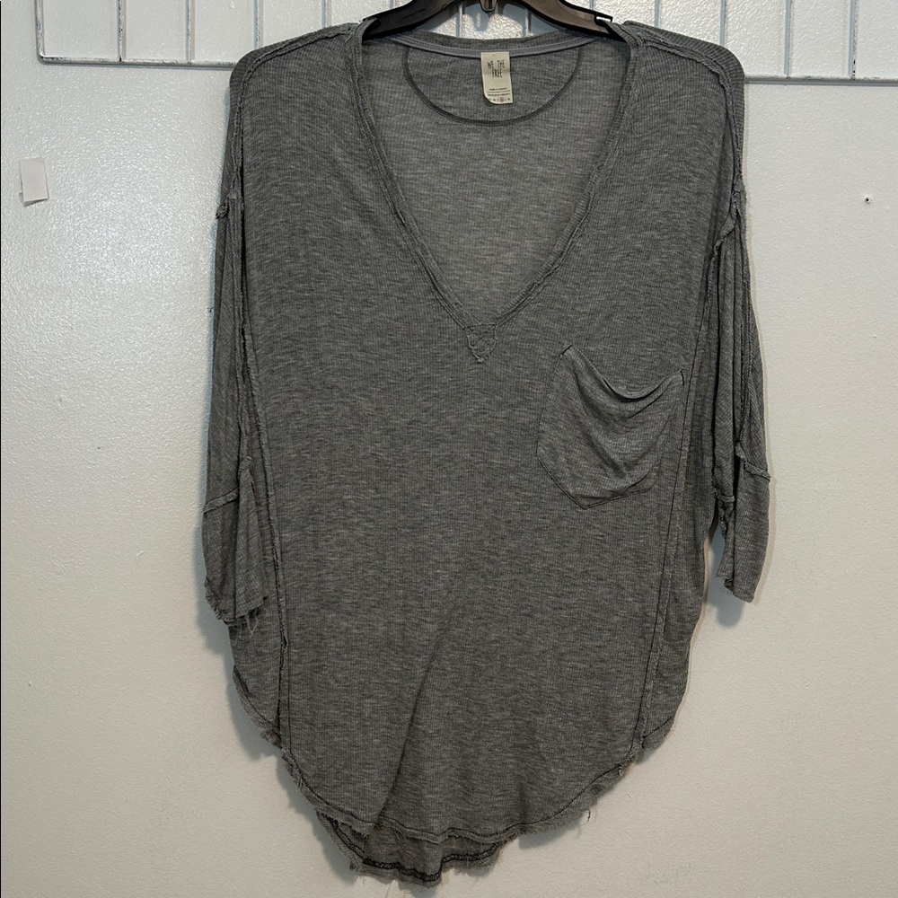 We The Free Women M Raw Edge T Shirt Gray Free People Golden Gate 6280
